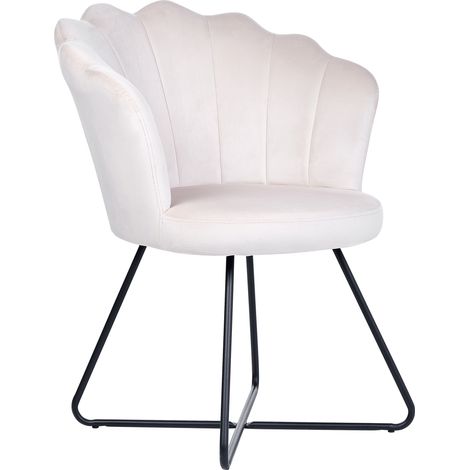 Beliani – Fauteuil coquillage en velours beige – Rembourré mousse 25 kg/m3 – Dossier ergonomique – Dimensions 67x70x86 cm (1/5)