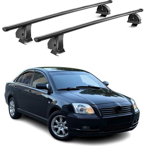 OMAC Stahl Dachträger Querträger Toyota Avensis II 2003-2008 – TÜV / DIN 75302:2019 – Abschließbar – Max. 75 kg – 2 Stangen – Schwarz (1/5)