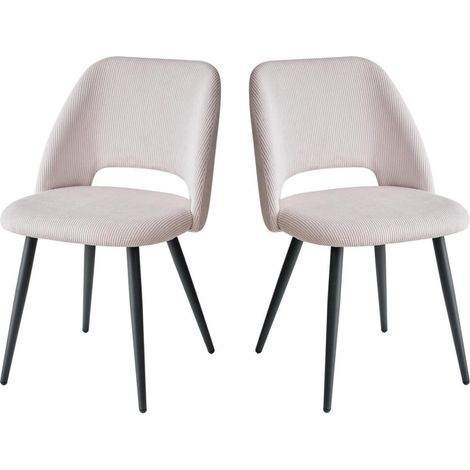 2er-Set Esszimmerstühle mit Cordbezug und Hohlrücken – Beige (1/5)