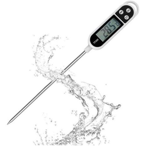 Thermomètre numérique à sonde longue avec écran LCD, lecture instantanée, adapté pour les grillades, l'huile, la viande, les aliments, le lait, le vin, l'eau chaude, (1/4)