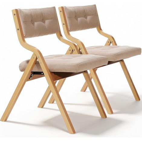 Gepolsterte Klappstühle aus Holz, Empfangsstühle, 47x55x77cm, für Büro, Hochzeit und Party (Beige, 2 Stühle)