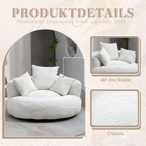 Canapé gonflable résistant, fauteuil poire à dossier haut avec 3 coussins, pour adultes et enfants, intérieur et extérieur, chaise gaming simple pour chambre, bureau (beige chenille)