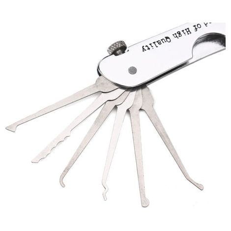 Kit de crochetage de serrure pliable 7 en 1, en acier inoxydable avec clé, Kit de formation Compact pour débutants et professionnels (1/5)