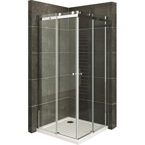 Duschkabine Eckeinstieg Duschabtrennung mit Schiebetüren NANO-ESG Klarglas Höhe: 200cm DK88 100x100 (1/5)