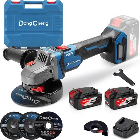 Meuleuse d'angle sans fil 20 V, Ø 125 mm, 1000 W, 2 x 4,0 Ah sans balais, 3 vitesses, carters rapides, poignée antivibrations, 2 disques à tronçonner, lamelles T27 et T29 (1/5)