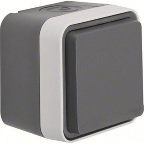Prise 2P+T avec clapet Berker 47403515 W.1 apparent gris, gris clair (1/3)