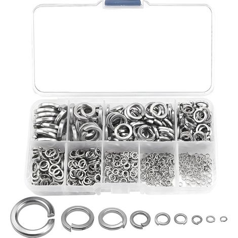 600 Pièces Rondelle Ressort Fendue Acier Inoxydable 304 M2 À M12 Argent Résistance Vibrations Et Corrosion Usage Industriel Et Domestique