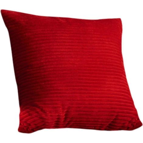 Housse de coussin carrée en velours côtelé, style campagnard, idéale pour canapé, chambre ou cadeau de pendaison de crémaillère.-Red