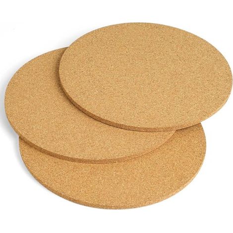 Posavasos, Posavasos redondos de corcho, 19 cm de diámetro, Resistentes al calor para ollas y cuencos, Grosor 1 cm, Color natural, 3 piezas (1/5)