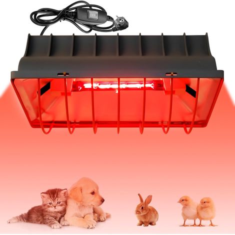 Lampe Chauffante 1,8 m Avec Prise Européenne - Lumière Rouge Avec Interrupteur - Infrarouge Pour Animaux, Poussins, Porcelets, Chiots (175 W) (1/5)