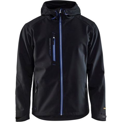 Veste de travail softshell à capuche 4949 - Noir/Bleu roi XXXL (1/4)