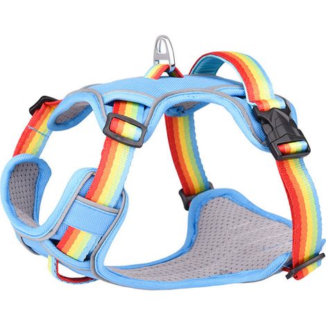 Harnais Pour Chien - Réglable - Ergonomique - À Double Attache Dos Et Poitrail - Térylène - 1 Pièce (1/5)