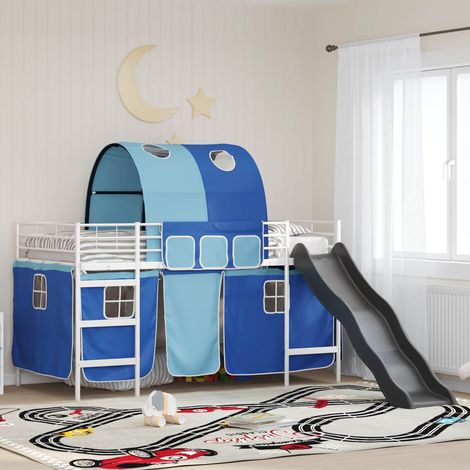 Kinder-Etagenbett Weiß und Blau 90 x 200 cm Metall