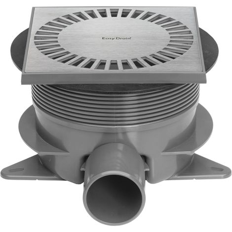 Easy Drain Aqua brilliant siphon de sol abs 15x15cm sortie latérale et verticale inox brossé