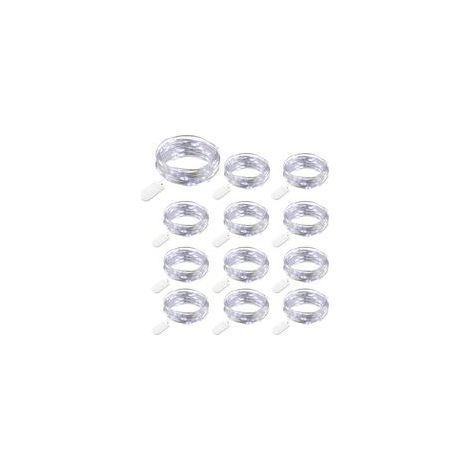12 Packs Guirlandes Lumineuses à Piles, 20 LEDs 2M Guirlande en Cuivre, IP65 Étanche Argent Fil Blanc Froid Ambiance Lumière pour Décoration Noël Fête Mariage Jardin Terrasse Pelouse Maison