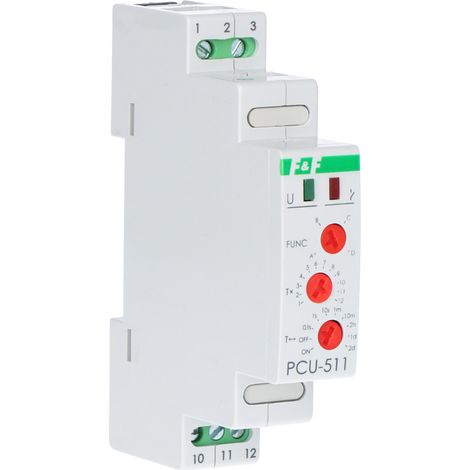 Relais temporisé multifonction PCU-511, contacts : 1P, U=230V, I=10A, 1 module (1/3)