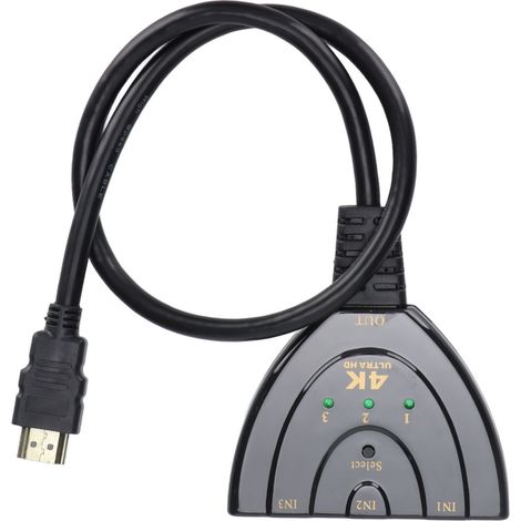 Commutateur HDMI Portable 3 Entrées 1 Sortie pour Lecteur 4K 1080P 3D - Splitter HDMI Compact