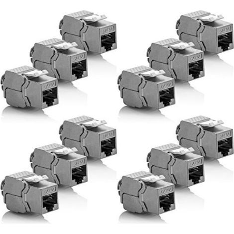 12x Module Keystone CAT 6a Jack - Blindé STP Connecteur RJ45 Installation Snap-In Montage Câble Brut CAT 500Mhz 10GBit/s (1/4)