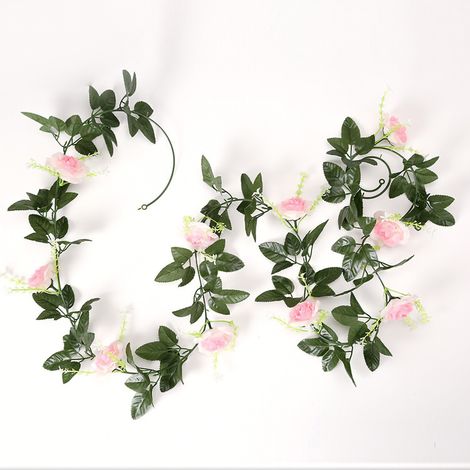 Guirlande de roses artificielles de 2,40 m (7,87 pi) avec fleurs suspendues pour mariages et fêtes, rose.
