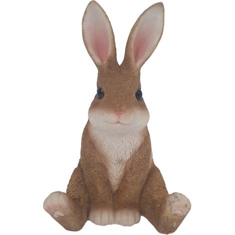 Dekofigur Hase sitzend 24 x 15,5 x 15,5 cm braun weiß Skulptur