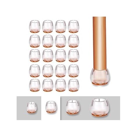 Couvre-Jambes Chaise - Silicona Gruesa + Fieltro Antideslizante - Diámetro Interior Ajustable 17-21 mm - Para Suelos de Parqué y Baldosas - 20 Unidades (1/5)