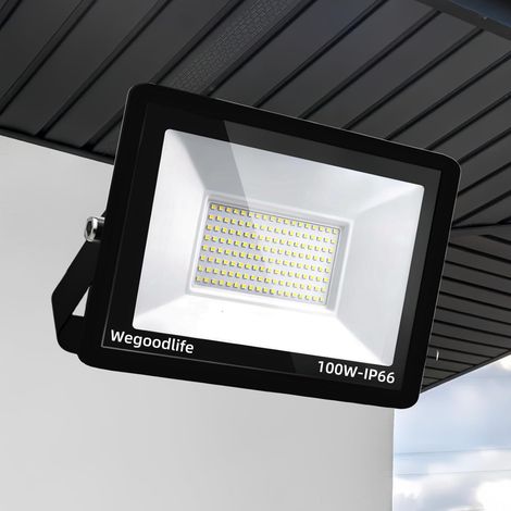 Projecteur LED Extérieur 100W, Super Lumineux 8140LM Spot Extérieur, 144 LEDs, 3000K Blanc Chaud, IP66 Étanche, Éclairage de Sécurité pour Garage, Cour, Allée, Atelier, Couloir, Sans Prise (1/5)