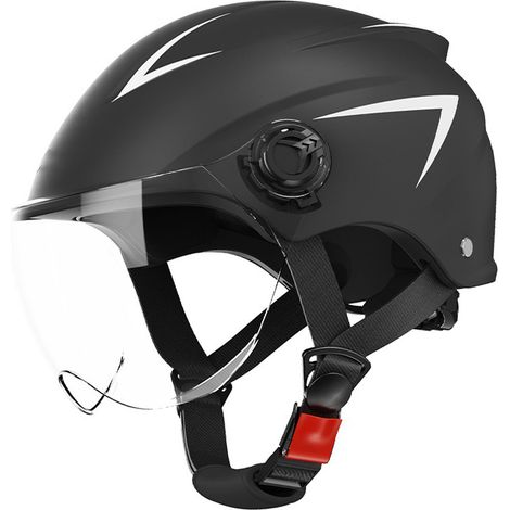 Casque moto relevable anti-UV, protection solaire, utilisable toutes saisons, noir, unisexe homme femme, coque aérodynamique. (1/5)
