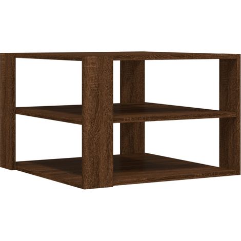 Tavolino da caffè a 3 ripiani dal design moderno e contemporaneo, 59,5 x 59,5 x 40 cm, in legno ingegnerizzato marrone DEC038704