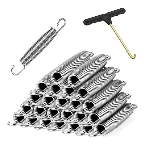 10pcs Trampoline Replacement Springs Heavy Duty Stainless Steel Springs Trampoline Springs with T-Hook for 240 244 305 360 366 396 400 426 430 cm Trampolines (1/5)