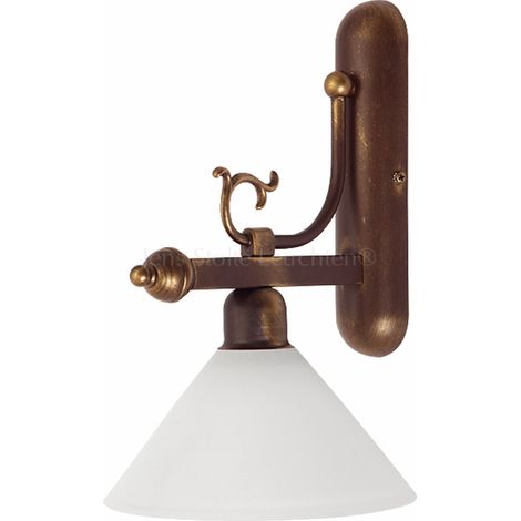 Rustikale Wandleuchte Agathe Braun-Gold Milchglas