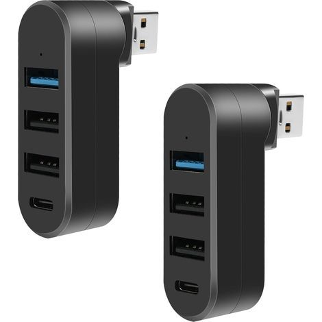 Hub USB Mini, Hub USB 3.0 à 4 Ports (1 USB 3.0+2 USB 2.0+Type-C), USB Alimenté Adaptateur Portable pour Transfert Rapide de Données, Compatible avec Clés USB, Notebook PC, Portable, Clavier (1/5)