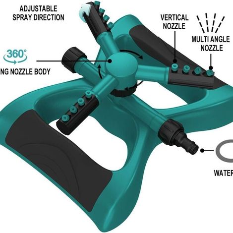 Système d'arrosage automatique pour pelouse, rotation à 360 degrés (1/5)