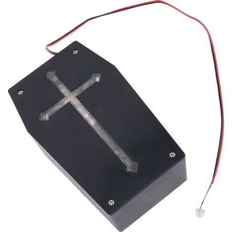 Enceinte à cris horrifiques à LED détecteur de son forme de cercueil en plastique 4.33x2.2x1.4in décor maison hantée Halloween intérieur extérieur lot 1 enceinte 5 autocollants (1/5)