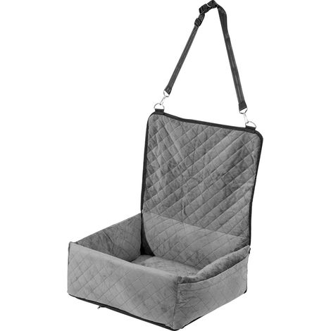 Siège Auto pour Chien, Rehausseur avec Poche de Rangement, Laisse de Sécurité à Clip, Rembourrage Mousse et Coton PP, Lit Auto pour Petits et Moyens Chiens jusqu'à 18 kg, Gris (1/5)