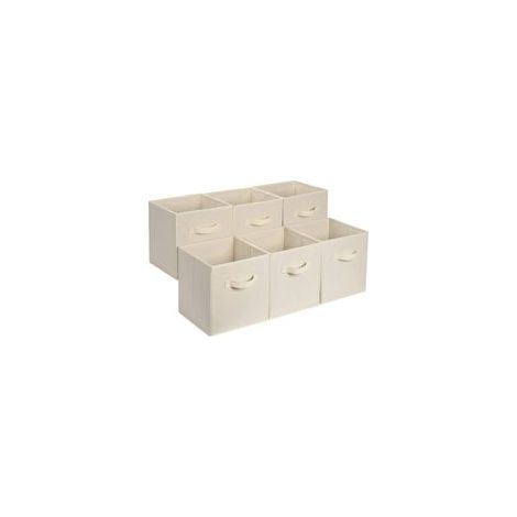 (6 piezas) Caja de almacenamiento de tela plegable, caja de almacenamiento a prueba de polvo para dormitorio, armario, ropa, juguetes, oficina - Crezuo