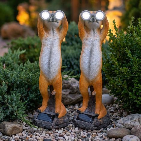 2x LED Lampe d'extérieur Suricate Lampe de jardin Capteur crépusculaire Marron H 39,5 cm (1/5)