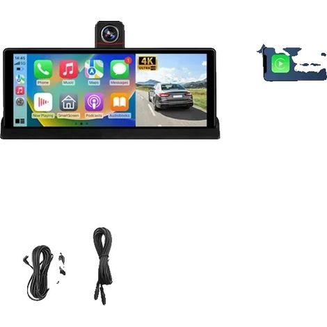 Dashcam, doppia lente 4K, supporto wireless per CarPlay e Android Auto, telecamera DVR (1/2)
