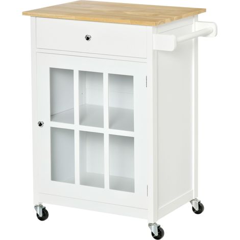 Carrello da Cucina 67x48x86,5 cm in Legno Bianco (1/5)