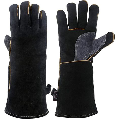Gants de travail résistants à l'usure pour soudage, feu, pour chauffage au bois, cheminée, poêle, four, gril (1/4)