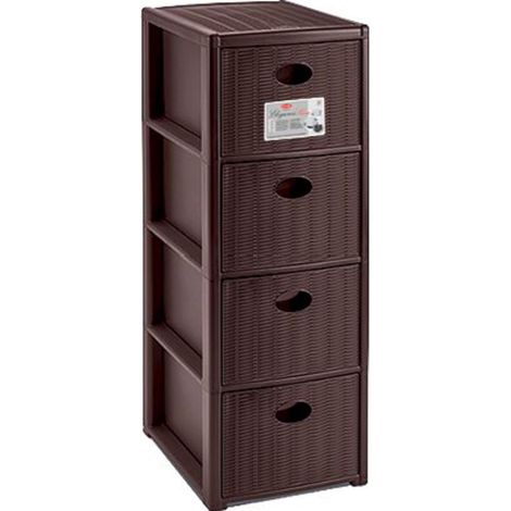 Cassettiera in Plastica Elegance slim 4 cassetti moka 30 x 40 x 80 cm (1/6)
