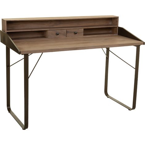 Escritorio de madera y metal marrón 130x60x95h cm