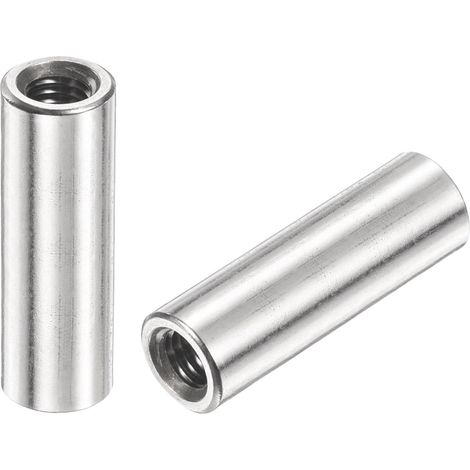 12pcs Manchon Fileté Rond M5 en Acier Inoxydable 304, Écrous Ronds d'Accouplement Connecteurs et Mécaniques Longueur 25mm, Manchon Tige Barre Écrou à Tige pour Support, M5x25x8mm (1/5)