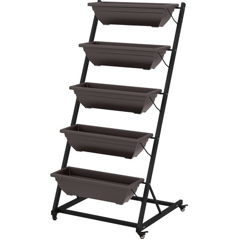 Étagère pliable en acier couleur marron adapté pour salon, meuble de rangement pratique et fonctionnel (1/5)