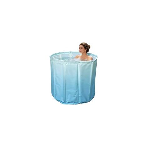 Baignoire Pliante 70×65 cm pour Adulte – Bain Portable Profond pour Eau Chaude et Froide, Tuyau de Vidange et Coussin de Siège, Baignoire Pliable Gain de Place pour Petit Espace (1/5)