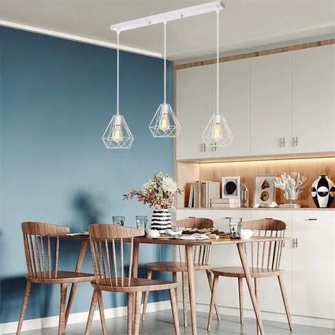 Suspension Luminaire Vintage Industrielle 3 Lampes Lustre Abat-jour en Métal Plafonnier Rétro Pour Salon Cuisine Chambre (1/4)