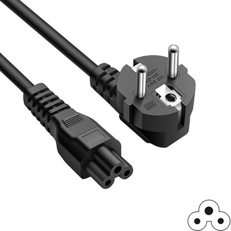 1.5M Cable Alimentation PC Tripolaire CEE7 Schuko vers IEC 320 C5, 3Pin AC Cordon de Trèfle, 10A-16A 250V pour Chargeurs pour Ordinateur Portable, Scanners, Imprimantes (1/5)
