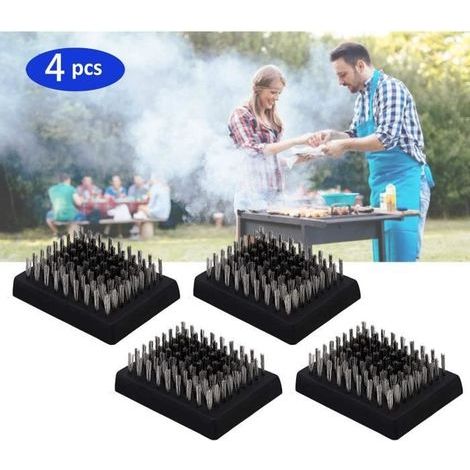 HONORNIC - Grillbürstenkopf, Ersatzkopf für Grillbürsten, Grillreinigungsbürstenkopf mit Metallborsten (Schwarz, 4 Stück) (1/5)