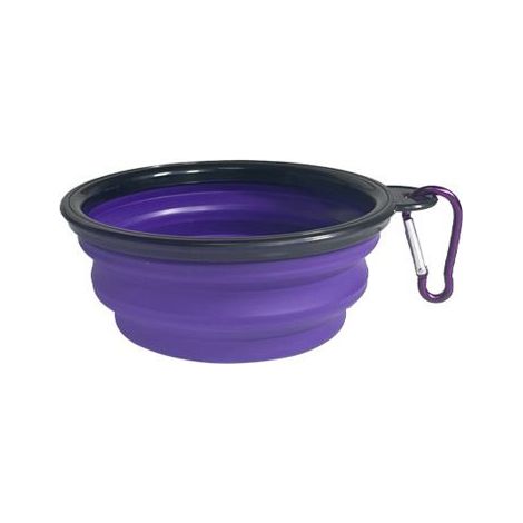KLVGTIFS PU - Bol violet avec crochet, petit bol pour chat (350 ml), bol d'eau pliable pour animaux de compagnie, bol portable pour ch (1/5)