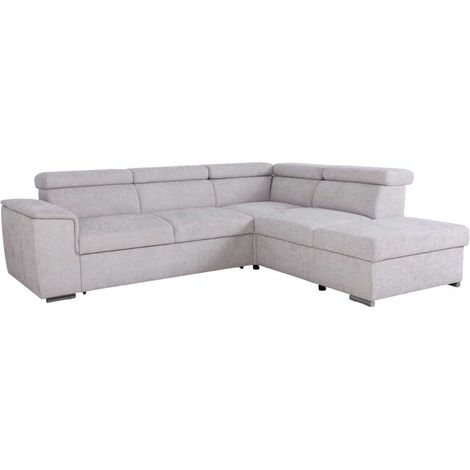 Canapé d'angle convertible réversible - 5 places - DAYTONA - Tissu Beige - Coffre - 260 x 216 x 94 cm (1/5)