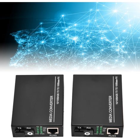 Émetteur-récepteur fibre optique 100 Mbps AB, qualité télécom, monomode, monofibre, monocœur, convertisseur optoélectronique 100-240 V, norme européenne (1/5)
